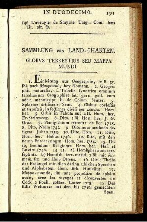 Sammulung von Land-Charten. Globus Terrestris Seu Mappa Mundi.