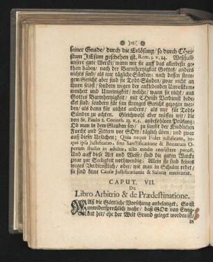 Caput VII. De Libro Arbitrio & de Praedestinatione.