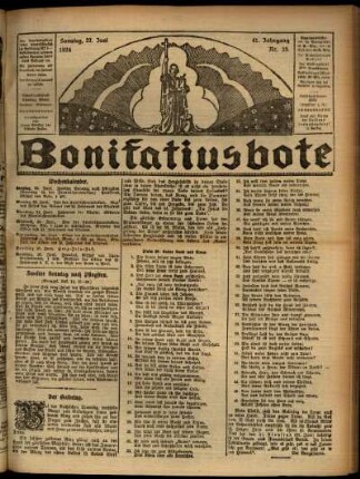 Erste Ausgabe vom Sonntag, den 22. Juni 1924.