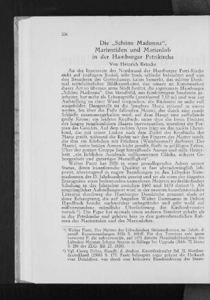Die "Schöne Madonna", Marientiden und Marienlob in der Hamburger Petrikirche