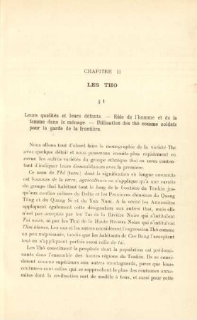 Chapitre II. Les Tho
