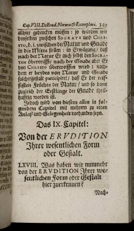 Das IX. Capitel: Von der Erudition Ihrer wesentlichen Form oder Gestalt.