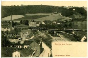 Nossen. Blick auf Mulde und Eisenbahnbrücke