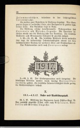 X. Ruhe- und Ausbildungszeit