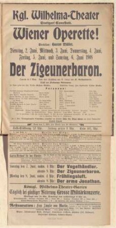 Besetzungszettelband Wilhelma-Theater