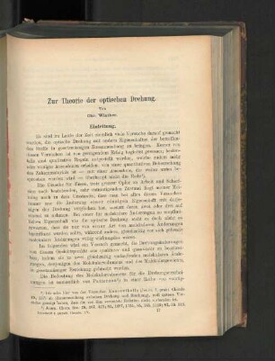 Zur Theorie der optischen Drehung