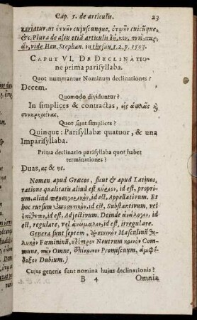 Caput VI. De Declinatione prima parisyllaba.