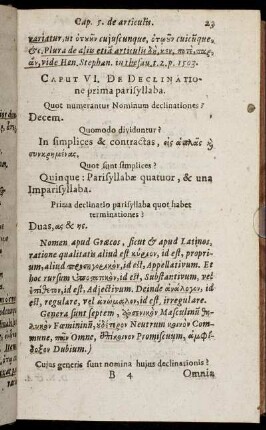 Caput VI. De Declinatione prima parisyllaba.