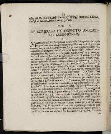 Cap. V. De Subjecto Et Objecto Amicabilis Compositionis.