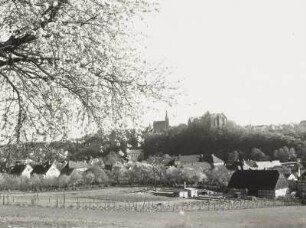 Leisnig : Leisnig. Ortsteilansicht mit Stadtkirche und Schloss Mildenstein von Norden