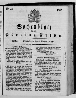 Nr. 44, Ausgabe vom 4. November 1837