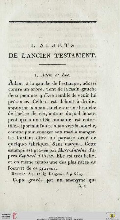 I. Sujets de l’ancien testament