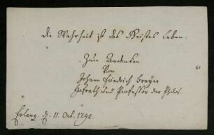 Johann Friedrich Breyer, Erlangen, 11.10.1792