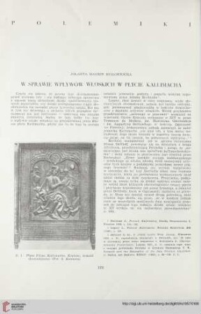 19: W sprawie wpływów włoskich w płycie Kallimacha