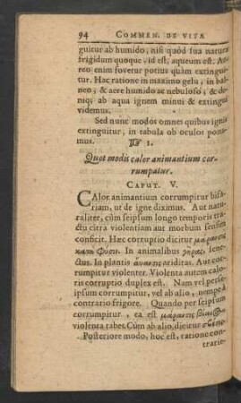 Quot modis calor animantium corrumpatur. Caput V.
