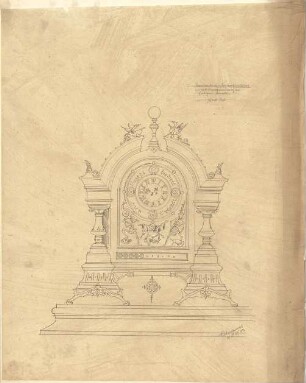 Littmann, Max; Archiv Littmann, Mappe 10, Kunstgußarbeiten - Kaminuhr (Ansicht)