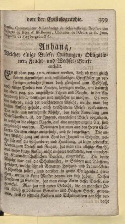 Anhang, Welcher einige Briefe, Quitungen, Obligationen, Fracht- und Wechsel-Briefe enthält