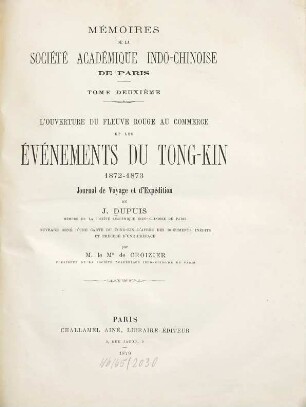 Mémoires de la Société Académique Indo-Chinoise de Paris, 2