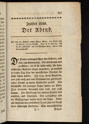 131-138, Zwölftes Stück. Der Abend