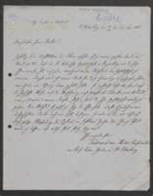 Brief von Ferdinand Gottfried von Herder an Unbekannt