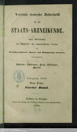 N.F.4.1848: Vereinte deutsche Zeitschrift für die Staatsarzneikunde