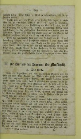 III. Die Erde und ihre Bewohner (die Menschheit)