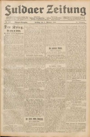 Ausgabe vom Freitag, den 02. Oktober 1914.