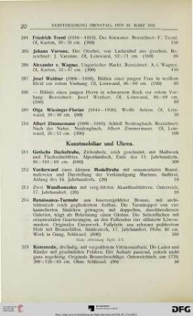 Kunstmobiliar und Uhren (Nr. 211-230)