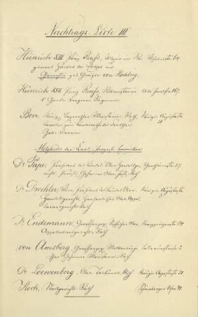 Nachtrags-Liste III