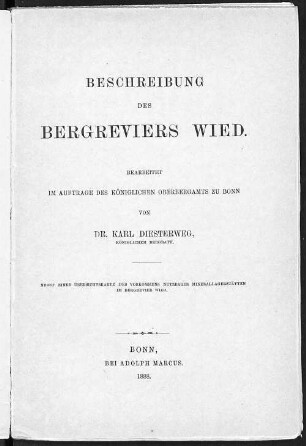 Beschreibung des Bergreviers Wied
