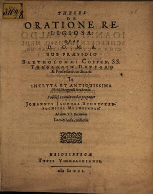 Theses de oratione religiosa