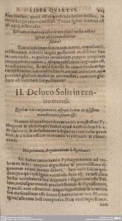 II. De loco Solis in centro mundi.