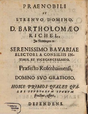 Dissertatio, De Secvndo Jvris Obiecto: Qvod In Differentiis Rervm; In Dominiis Item, Et Obligationibvs, Earvmqve Ivre Consistit