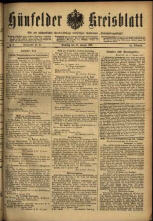 Erste Ausgabe vom Samstag, den 18. Januar 1919.