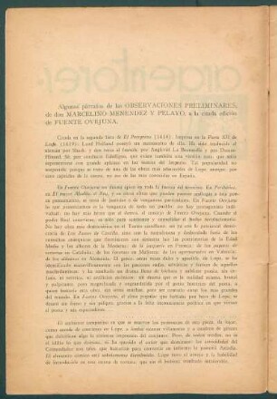 Algunos párrafos de las observaciones preliminares a la citada edición de "Fuente Ovejuna".