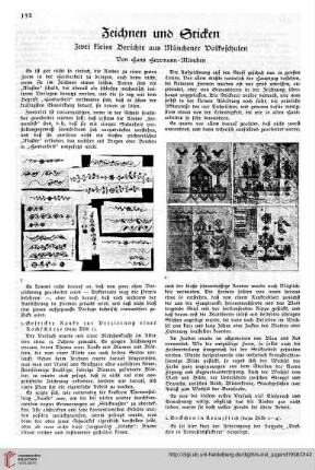 N.F. 18.1938: Zeichnen und Sticken : zwei kleine Berichte aus Münchener Volksschulen