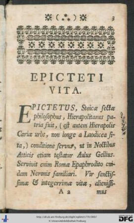 Epicteti Vita.