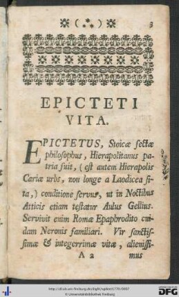 Epicteti Vita.