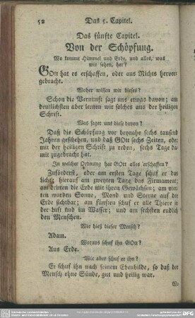 Das fünfte Capitel. Von der Schöpfung