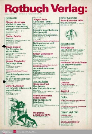 Programmvorschau Rotbuch Herbst 1978