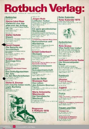 Programmvorschau Rotbuch Herbst 1978