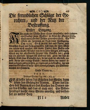 451-463, Die freundlichen Schläge der Gerechten, und der Nutz der Bestraffung