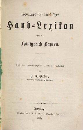 Geographisch-statistisches Hand-Lexikon über das Königreich Bayern