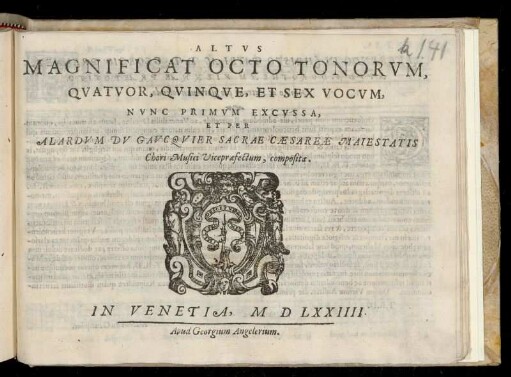 Alarde du Gaucquier: Magnificat octo tonorum. Altus