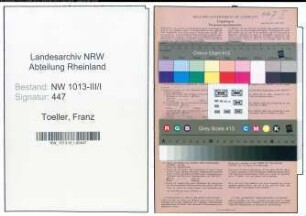 Entnazifizierung Franz Toeller , geb. 24.04.1888 (Schlosser)