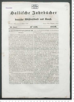 "Adelbert von Chamisso's Werke (Fortsetzung)" (Rezension/ Auszüge)