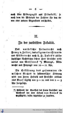 II. In der juridischen Fakultät.