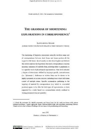 The grammar of shortening: explorations in correspondence