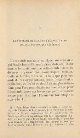 II Le Problème De Marx Et L'Économie Pure (Science Économique Générale)