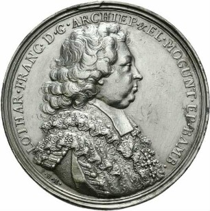 Erzbischof - Medaille auf die in Mainz erbaute Fontäne